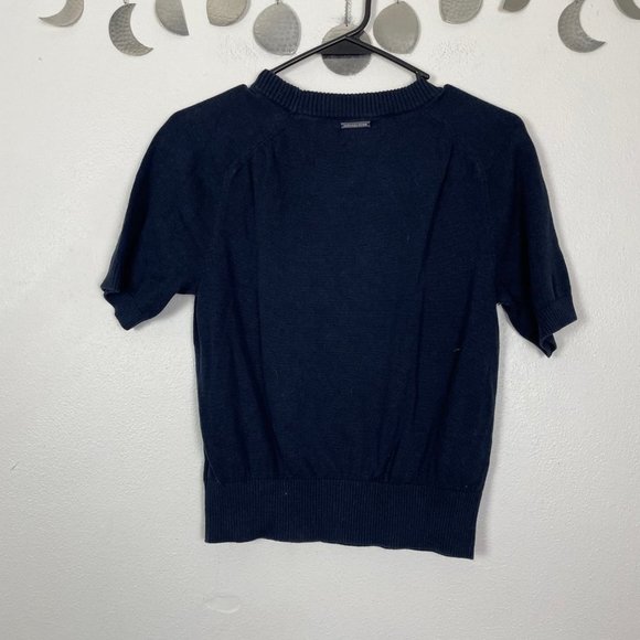 Michael Michael‎ Kors Sz S Navy Short Sleeve Sweater Gray Stripes Preppy Minimal - Picture 6 of 6